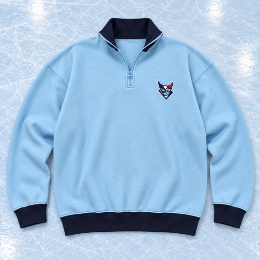 Half Zip Sweater gestickt hellblau
