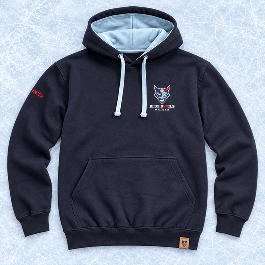 Hoodie gestickt mit Leder-Label